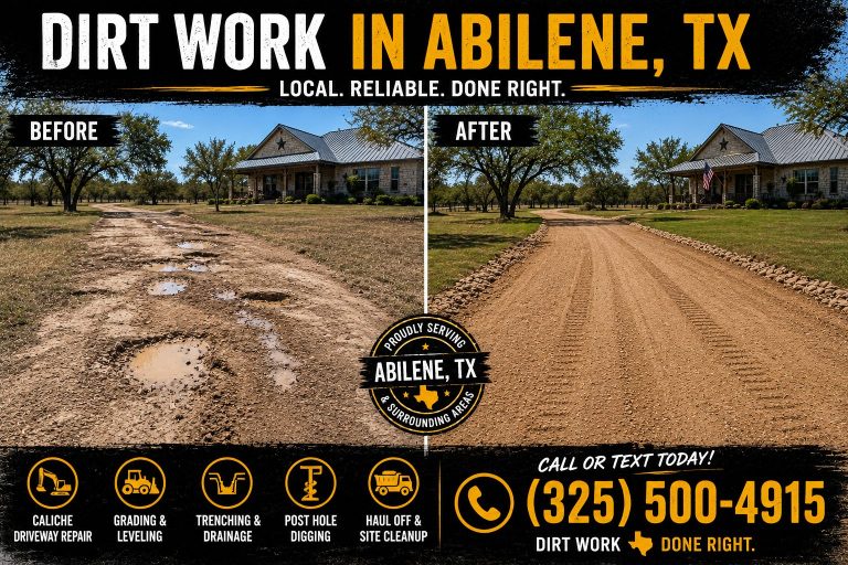 Before After property grading and dirt work in Abilene TXgrading abilene