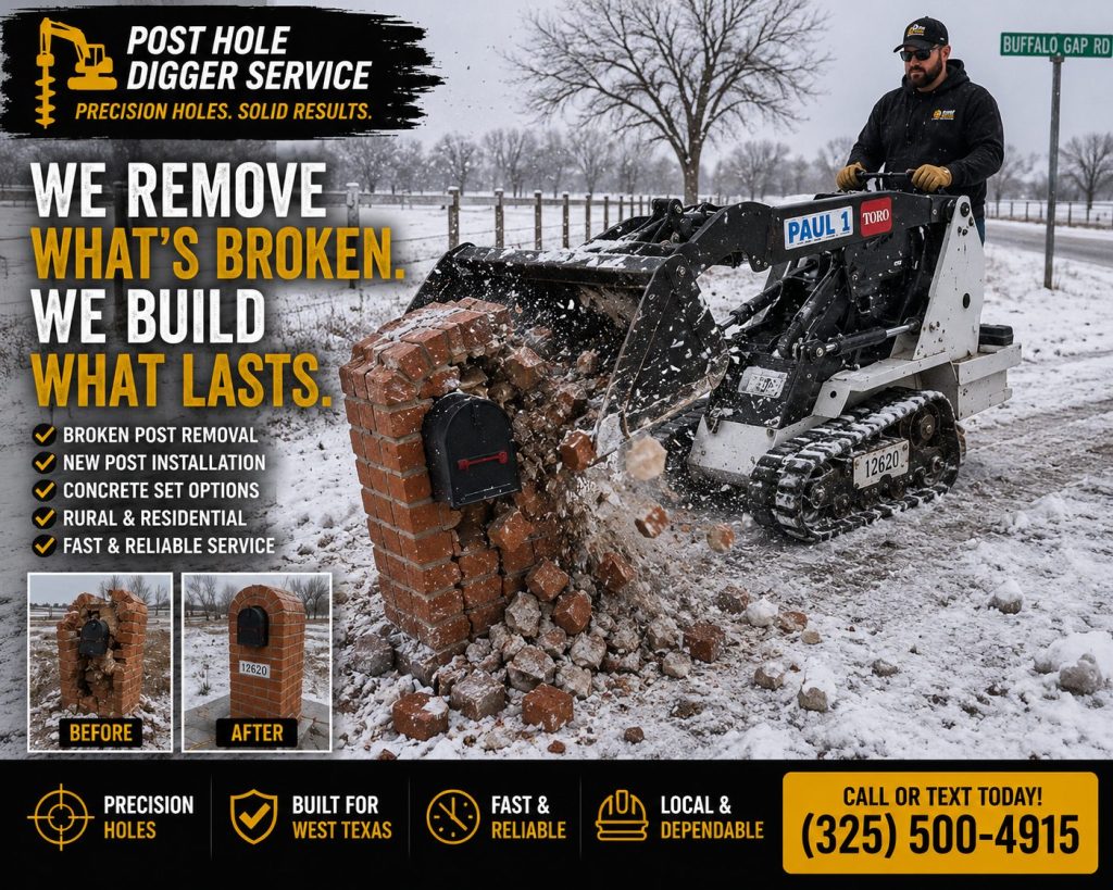 Brick mailbox replacement in West Texas near Abilene