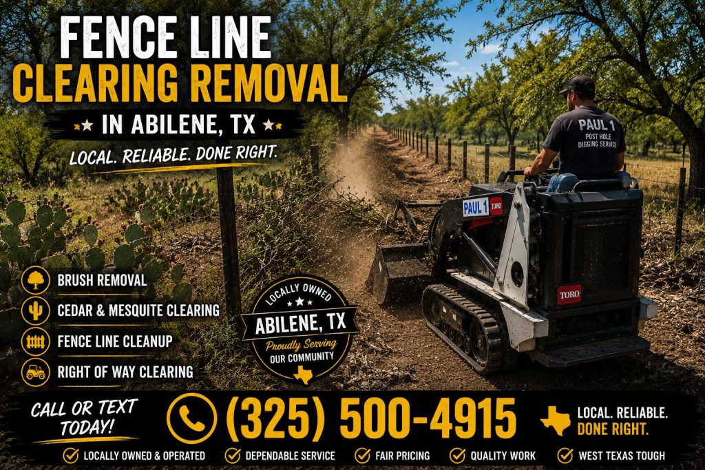 Cedar and mesquite fence line clearing in Abilene TX