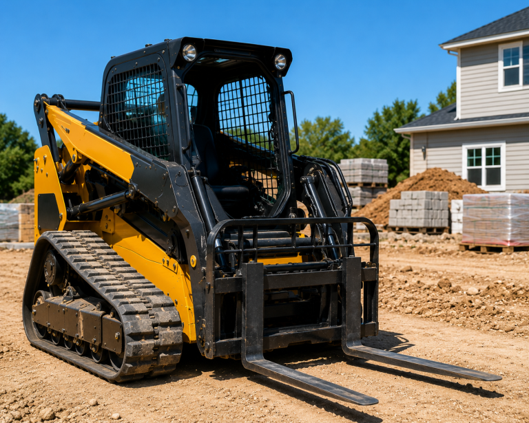 forklift rental at Abilene TX construction site moving lumber