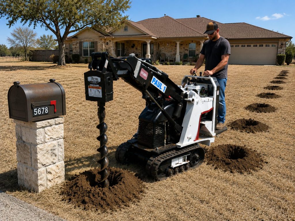 Deck footing holes drilled with 2 man earth auger in Abilene TX