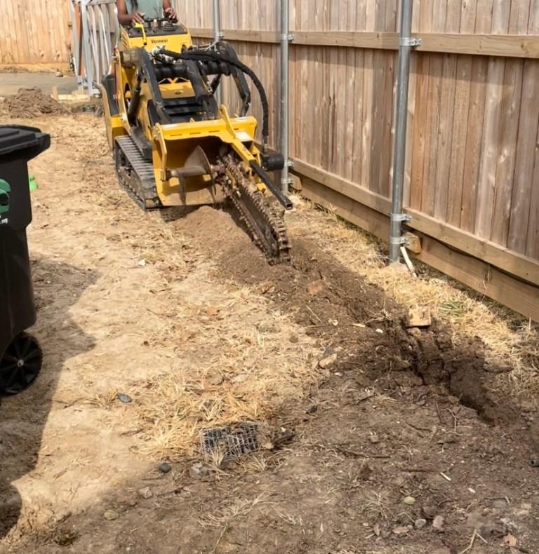 Drainage trench digging service in Abilene TX residential yard