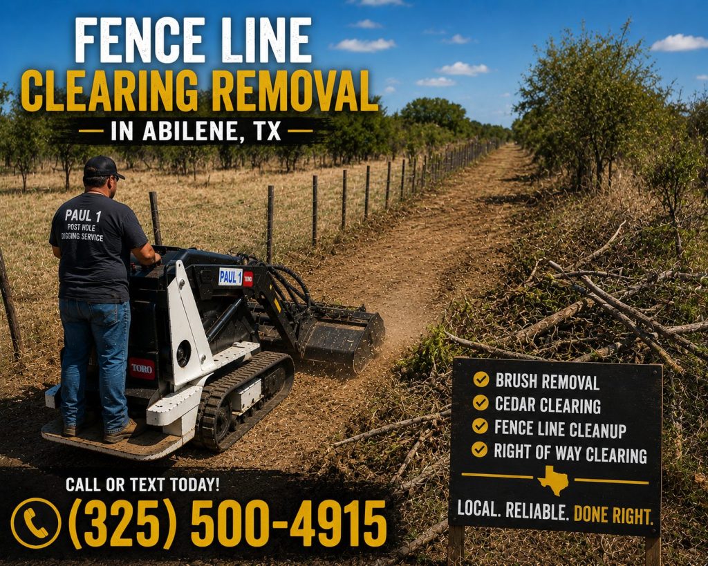 Fence line clearing and brush removal service in Abilene TX