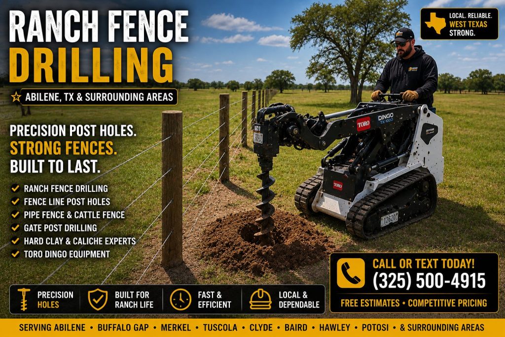 Gate post drilling service in West Texas near Abilene