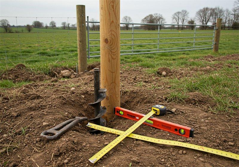 Gate post installation using a 1 man earth auger in Abilene TX