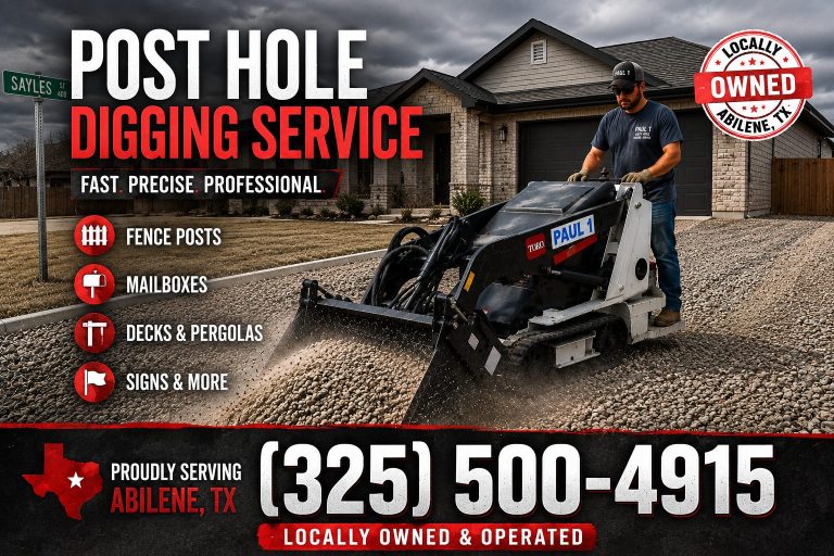 Gravel driveway repair in Abilene TX using mini skid steer loader