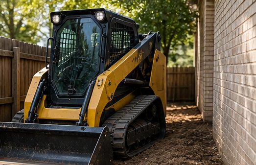 Compact mini skid steer machine working in tight space in Abilene Texas