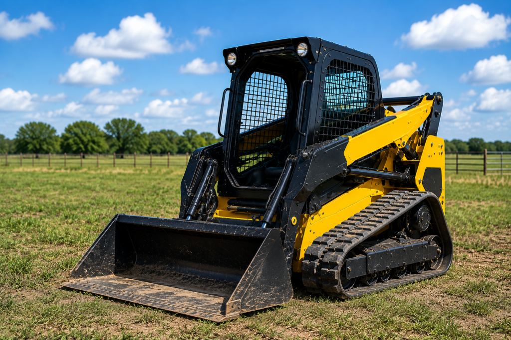 mini skid steer forklift parked at job site in Abilene Texas