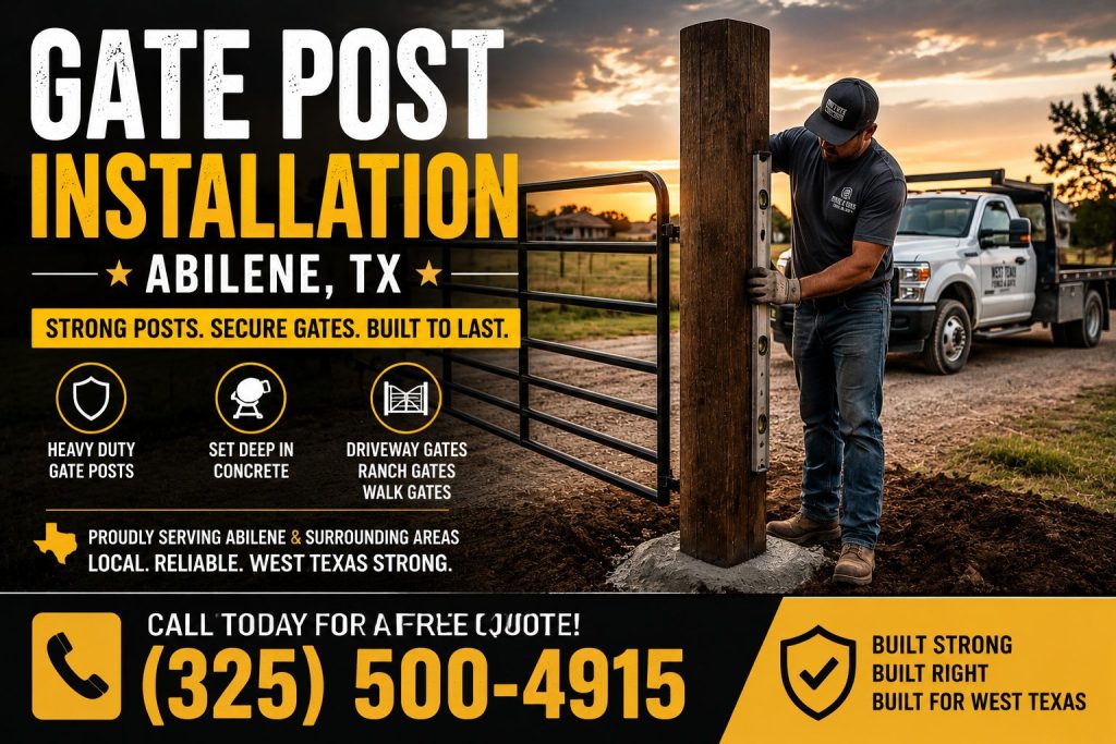 Pipe gate installation with heavy duty posts in Abilene TX