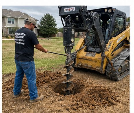 Post hole digging service in Abilene TX using auger equipment for residential project