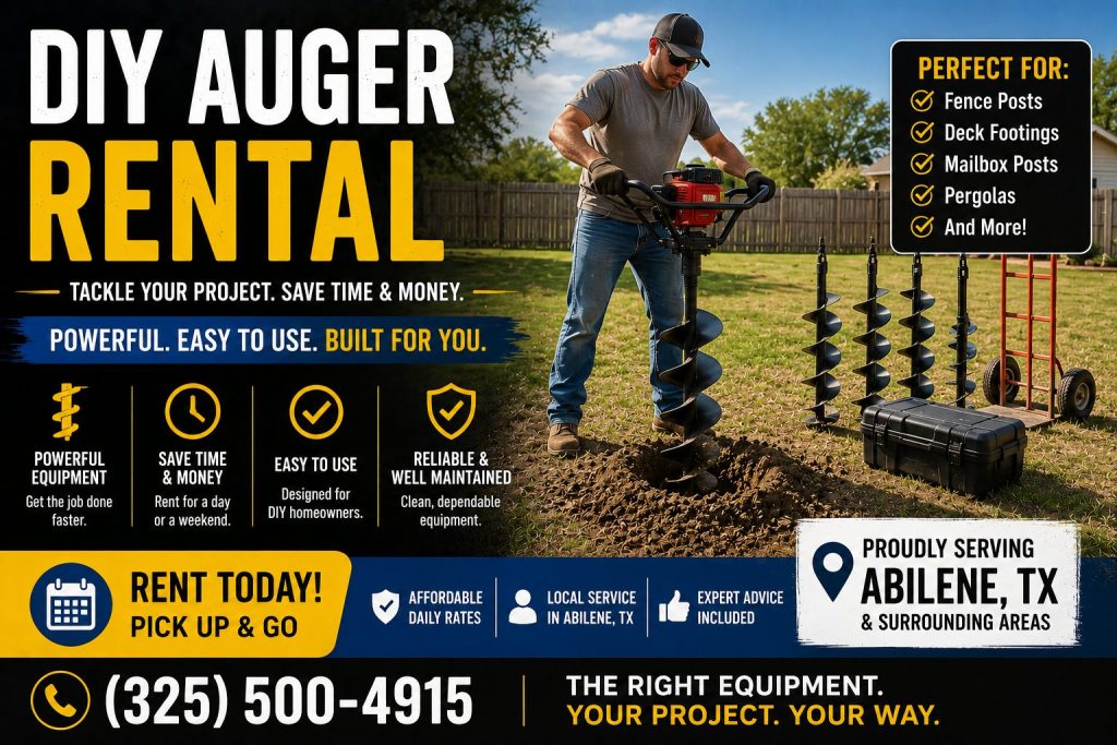 Professional auger contractor service in Abilene TX using Toro mini skid steer equipment