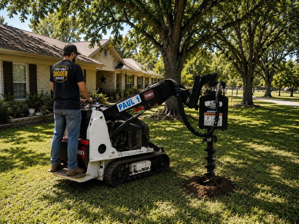Professional post hole drilling service in Abilene TX using compact Toro auger equipmentabilene tx