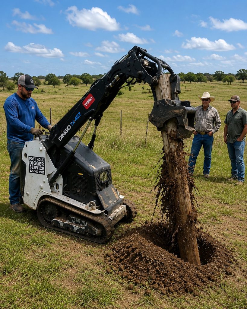 Ranch fence auger drilling service in Abilene TX using professional Toro equipment