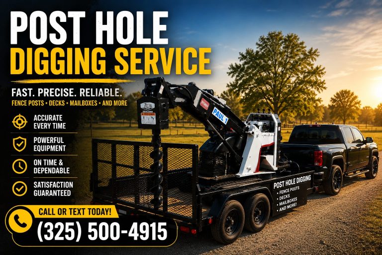 Ranch fence auger drilling service in Abilene TX for deep post hole installation