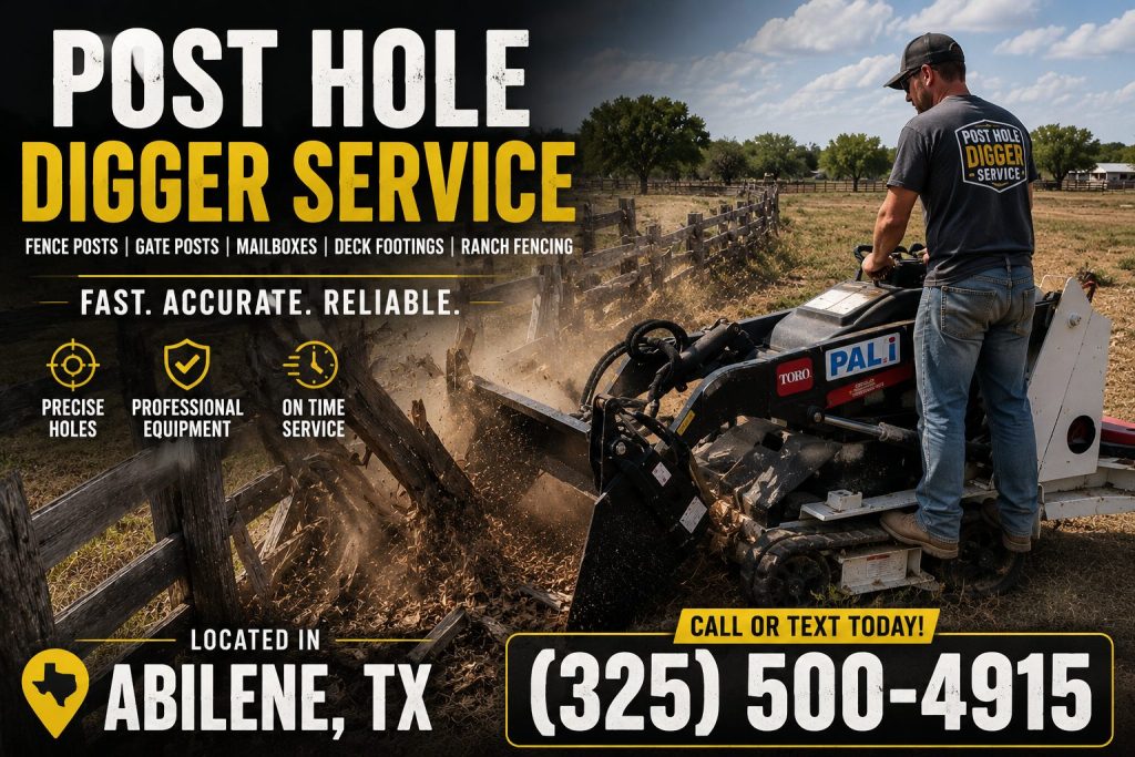 Rocky soil auger rental and drilling service in Abilene TX using Toro equipment