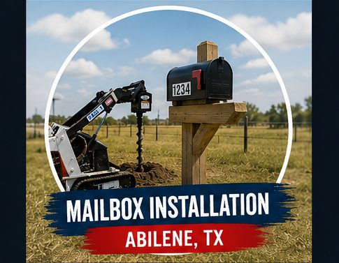 Rural mailbox installation near Abilene TX on gravel road