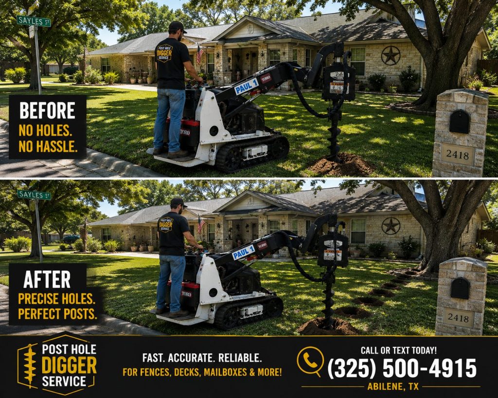 Small backyard post hole digging service in Abilene TX