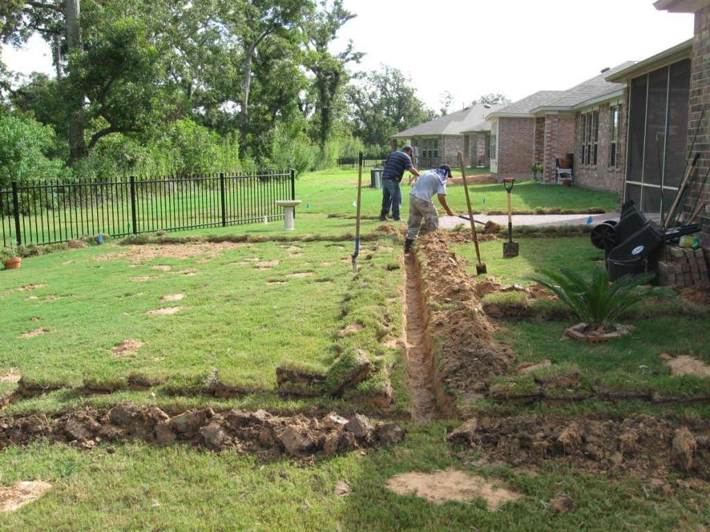 Backyard sprinkler line trenching service in Abilene TX