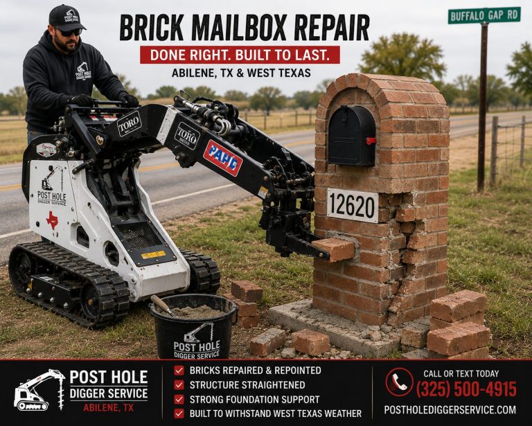 West Texas mailbox repair service using Toro Dingo equipment