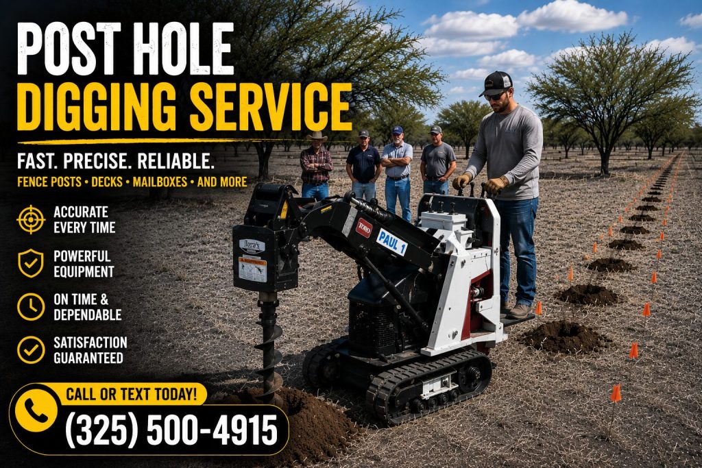 Wind damaged fence repair in Abilene TX using Toro Dingo after West Texas stormabilene tx hero