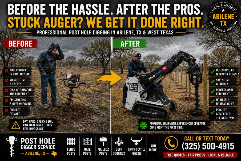 Caliche soil causing auger rental difficulties in Abilene TX