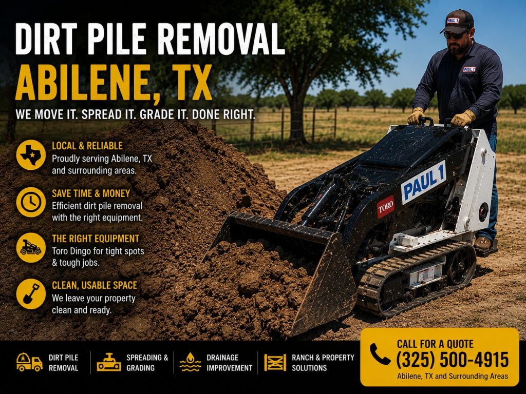 PAUL 1 Toro Dingo removing a large dirt pile in Abilene TX.