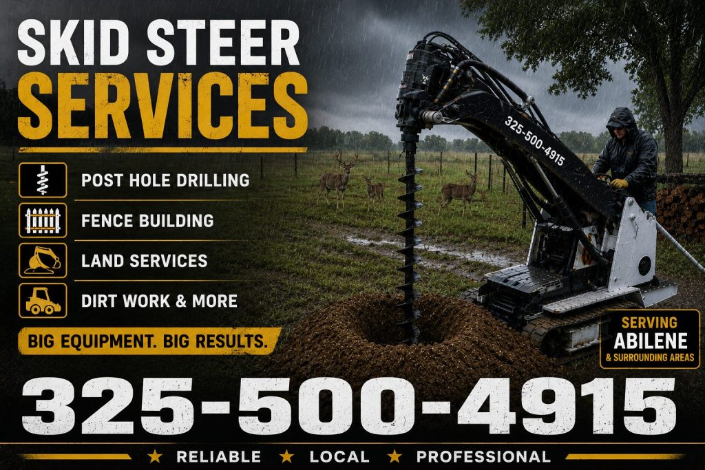 Fence post hole digger being used for fence installation in Abilene TX