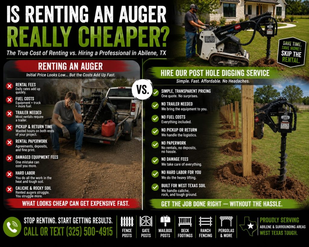 Fence post holes without renting an auger in Abilene TX