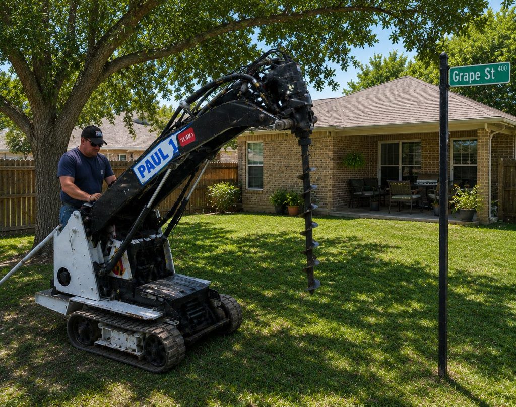 Replacing damaged fence post in Abilene TX with new support post