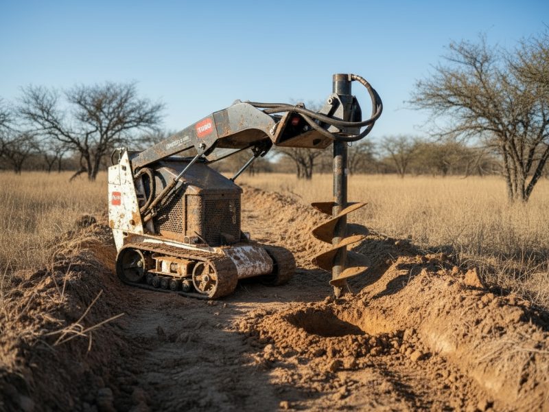 Dirty Toro Dingo in Ditch next to freshly dug hole