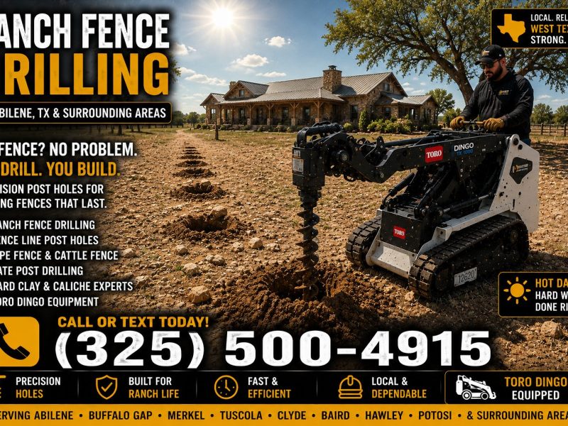 Broken ranch fence drilling and repair in Abilene TX