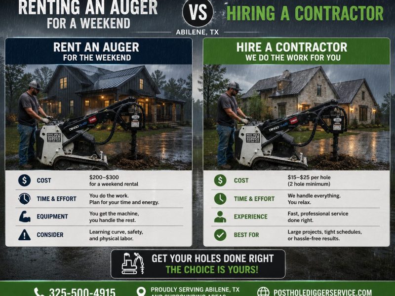 Fence post hole digging service instead of auger rental in Abilene TX