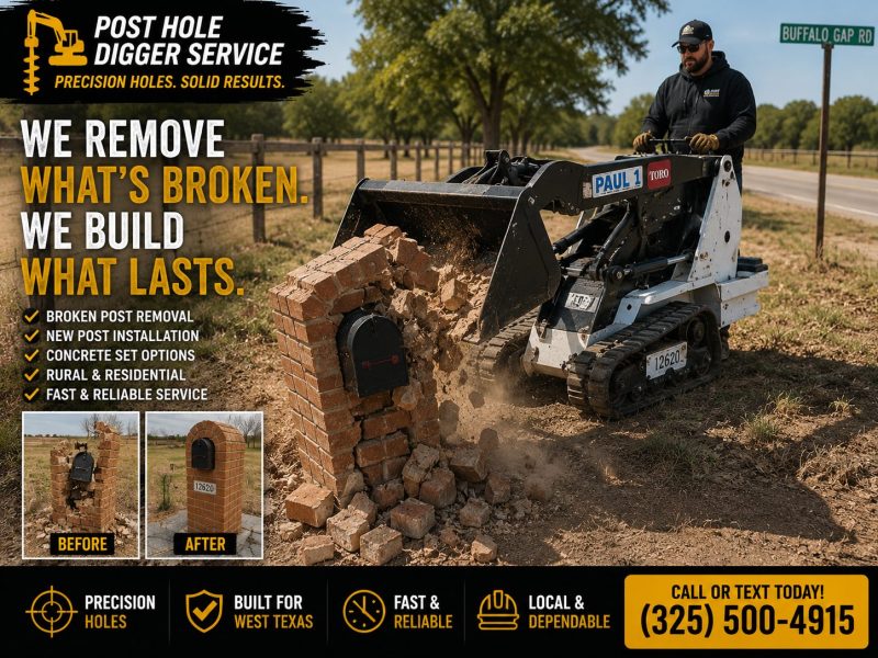 Concrete footing repair for brick mailbox in Abilene TX